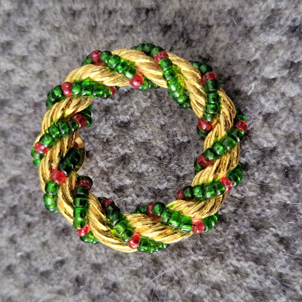Gold and Green Nature Inspired Brooch